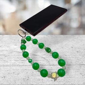 Handmade Green Beaded Phone Charm